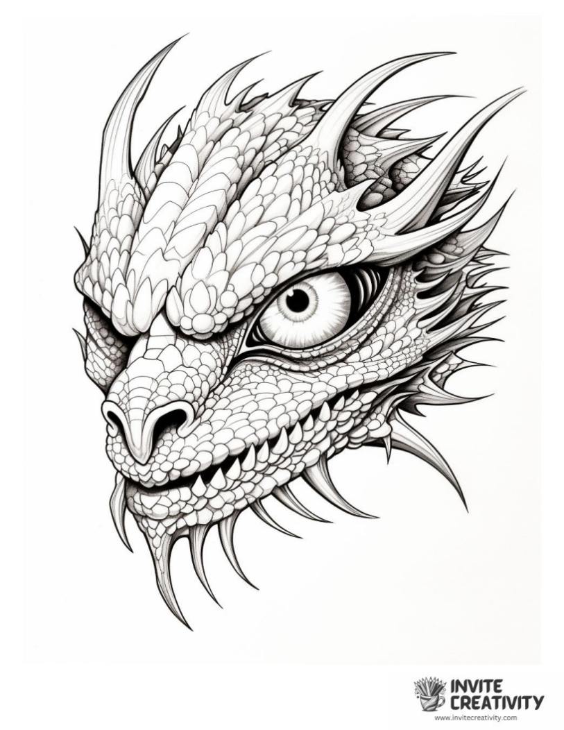 realistic dragon head coloring sheet