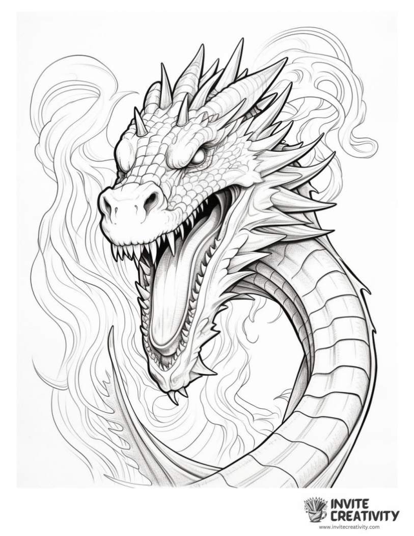 realistic fire breathing dragon to color