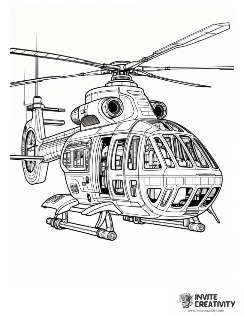 realistic helicopter coloring page