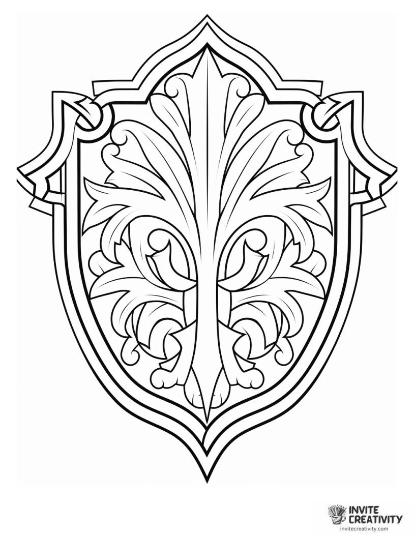 realistic heraldic shield coloring sheet