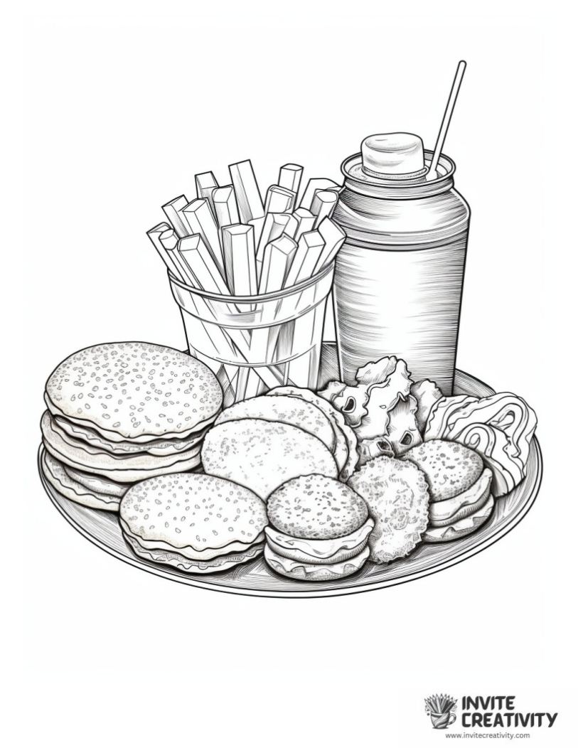 realistic junk food coloring page