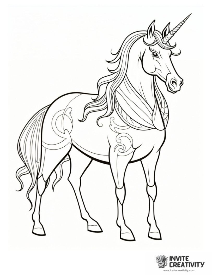 realistic unicorn horse coloring sheet