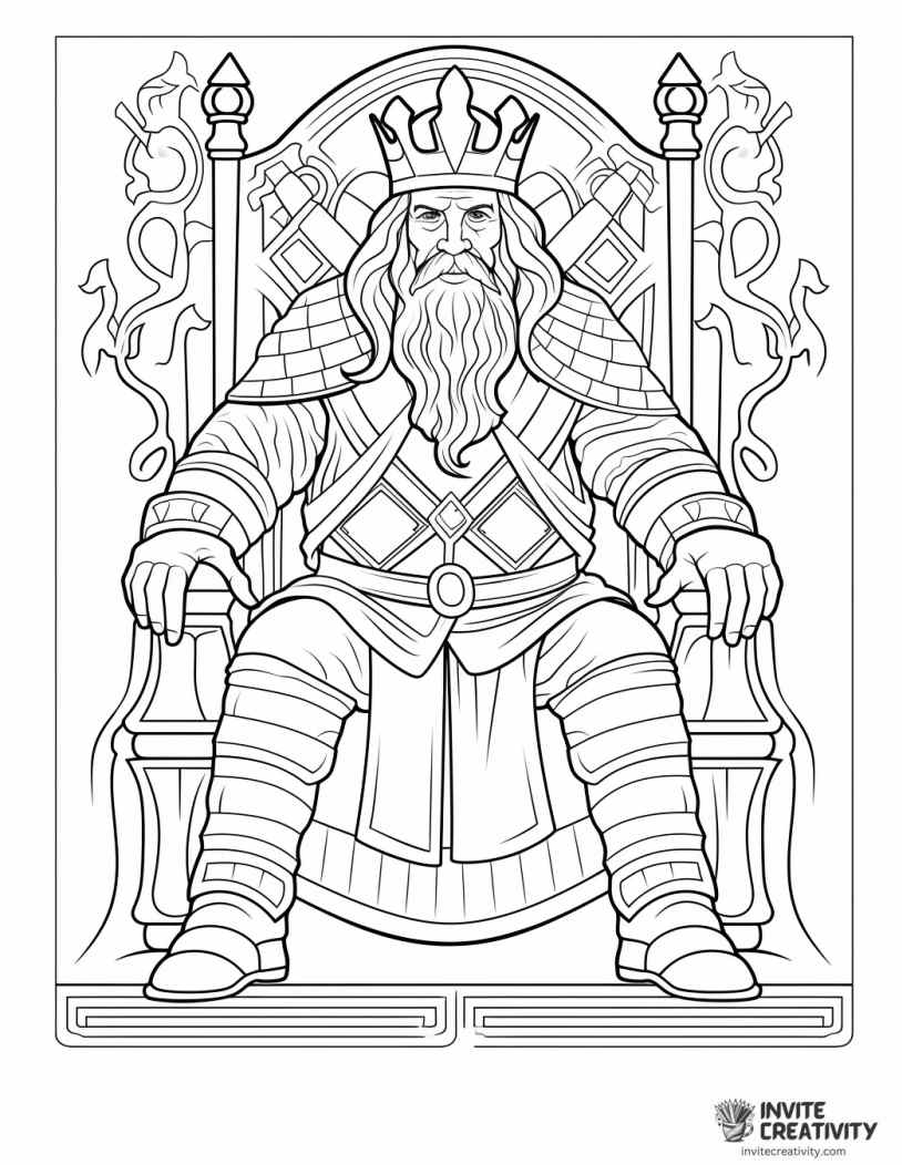 realistic viking chief page to color