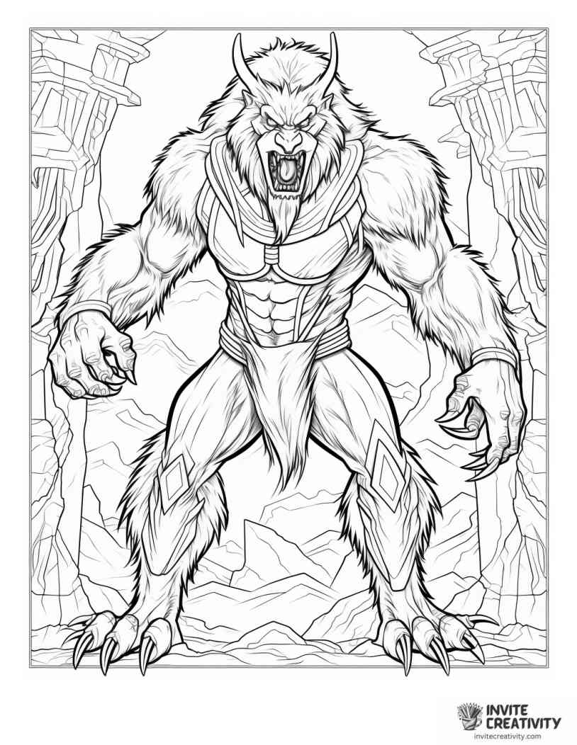 realistic werewolf coloring sheet