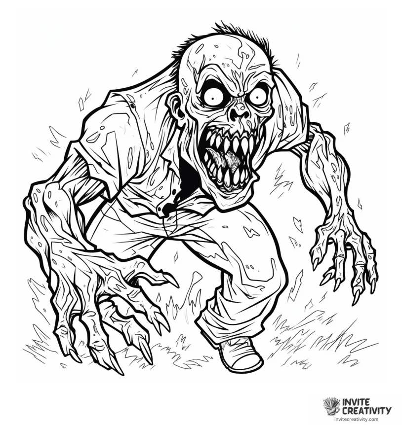 realistic zombie coloring sheet