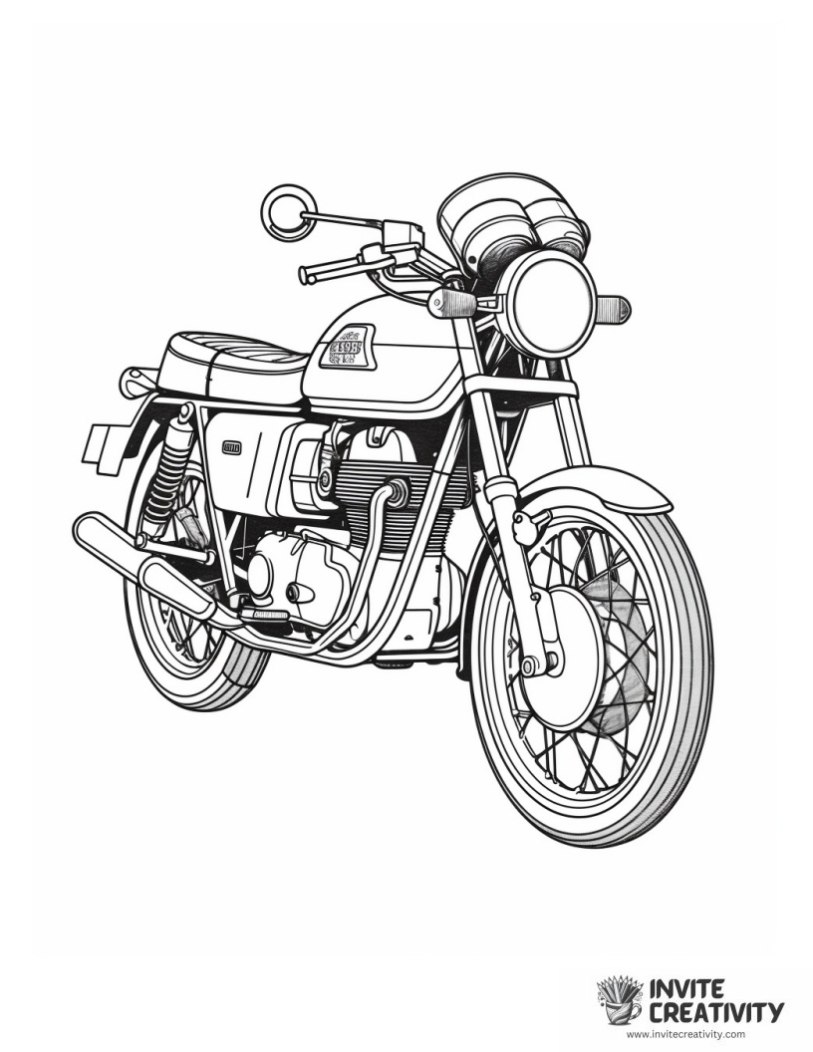 retro motorcycle coloring sheet
