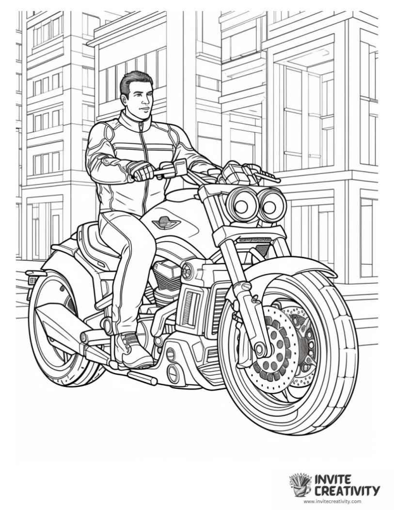 rider on the motorcycle coloring page