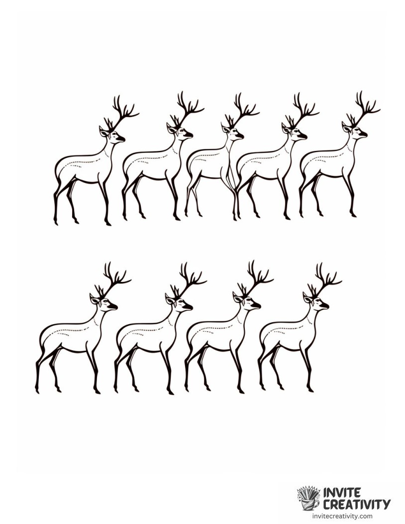rudolph the red nosed reindeer and eight reindeers template Coloring page of