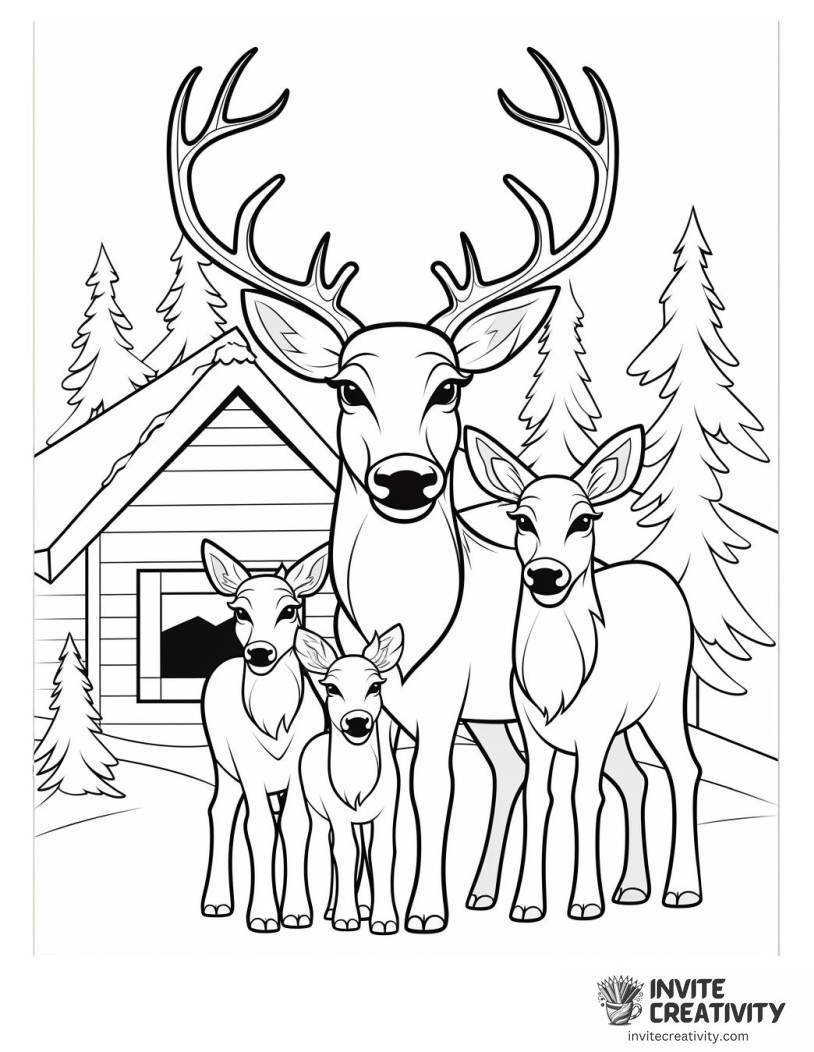 rudolph the red nosed reindeer and family coloring Page to Color