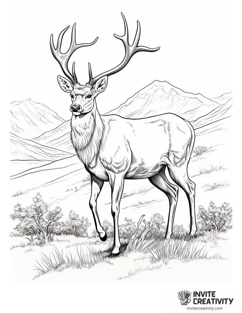 rudolph the red nosed reindeer mountain landscape Coloring page