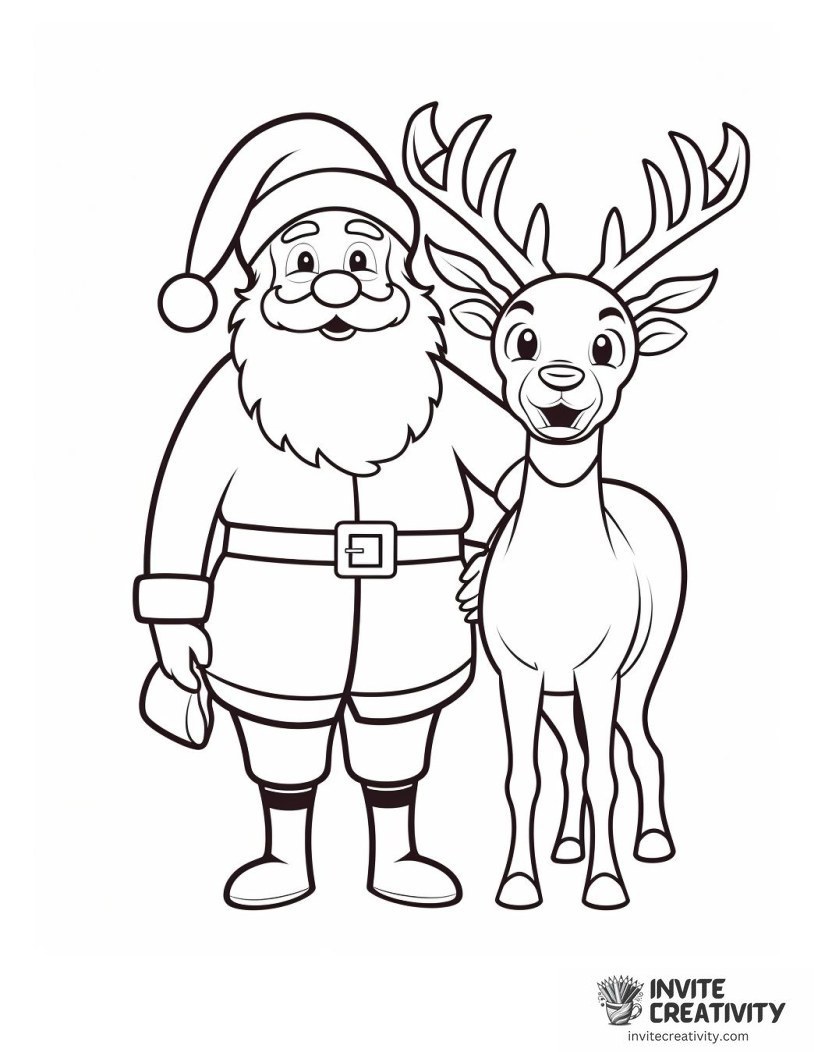 rudolph the red nosed reindeer with santa To Color