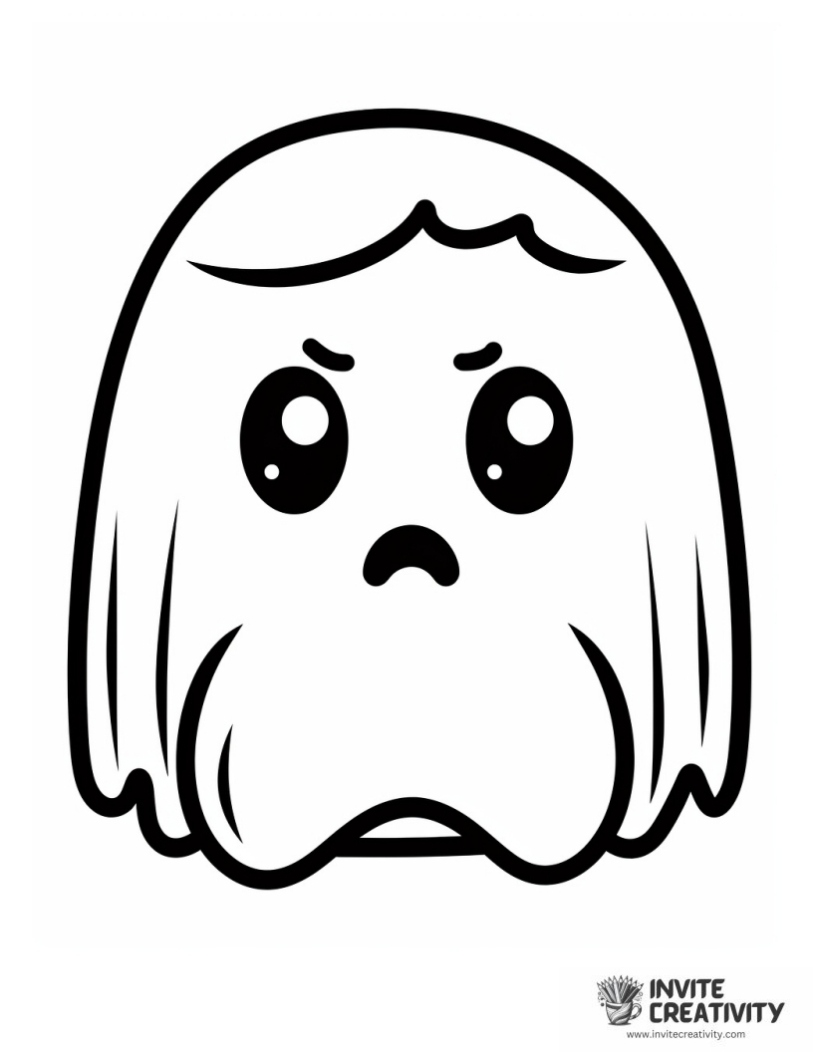 sad ghost easy to color Coloring sheet