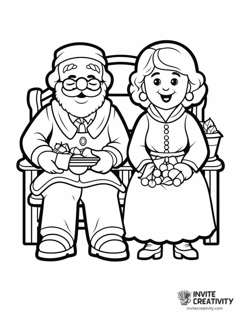 santa and mrs claus Coloring page