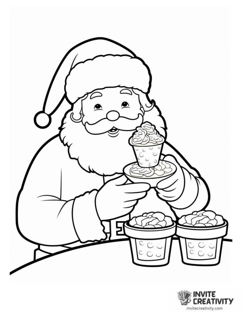 Santa Eating Cookies and Milk