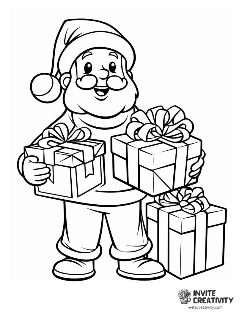 santa preparing gifts for christmas Coloring page