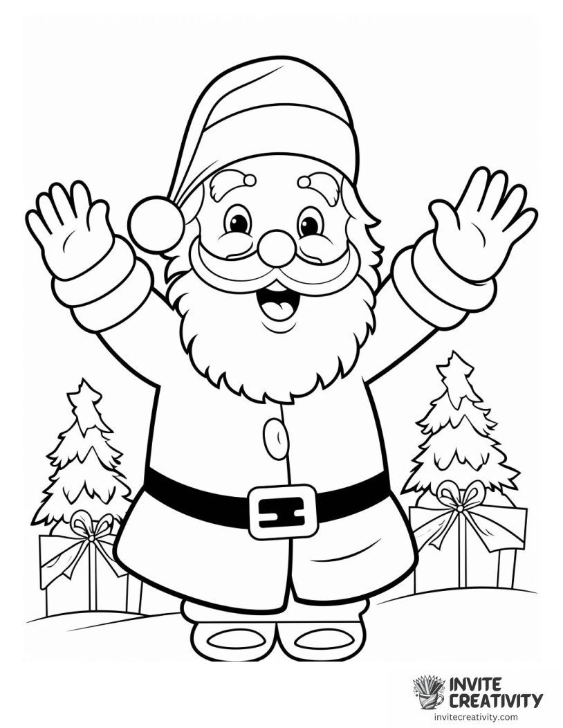 santa waving Coloring page