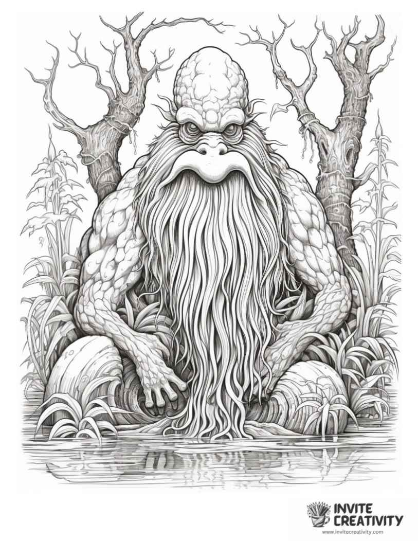 scary swamp monster coloring sheet