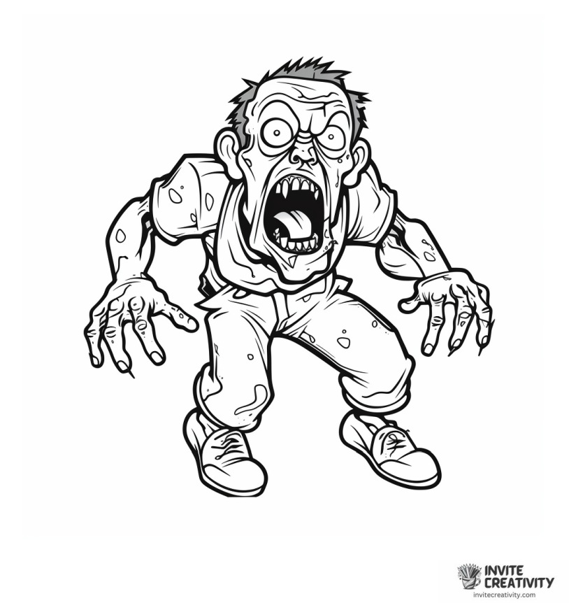 scary zombie coloring page