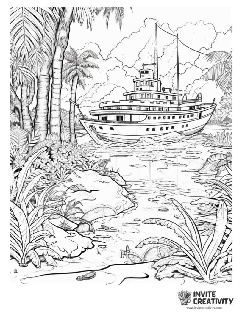 shipwrecked coloring page