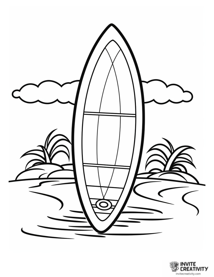 short surfboard coloring page
