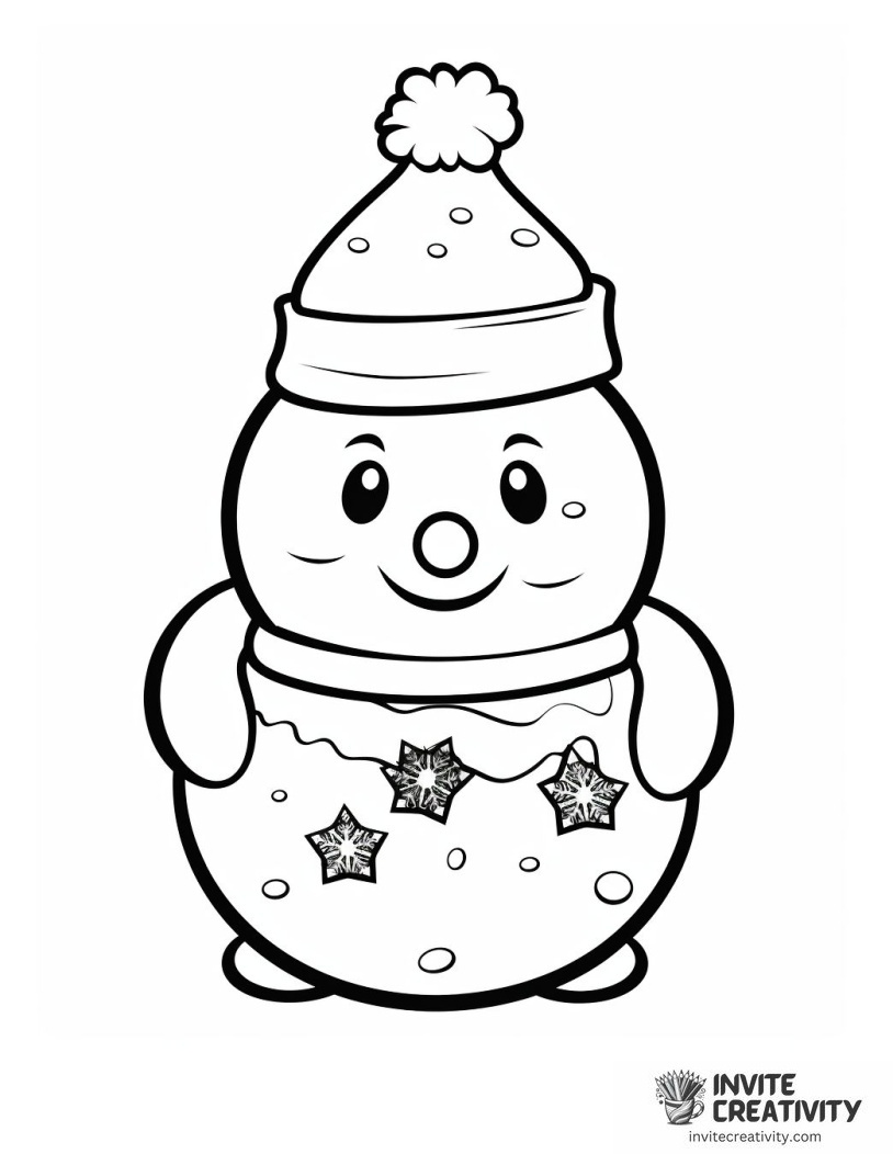 shy snowman Coloring book page