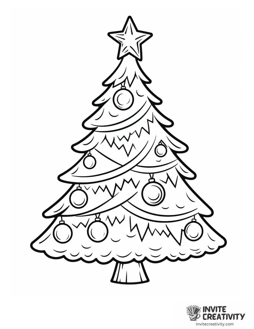 simple christmas tree with ornaments Coloring page
