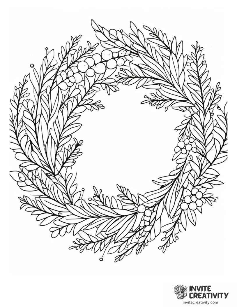 simple christmas wreath Coloring page