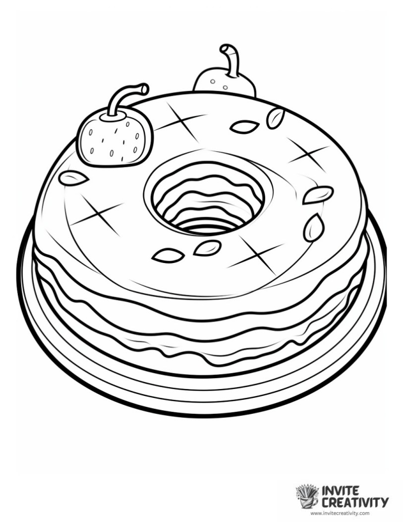 simple donut dessert page to color