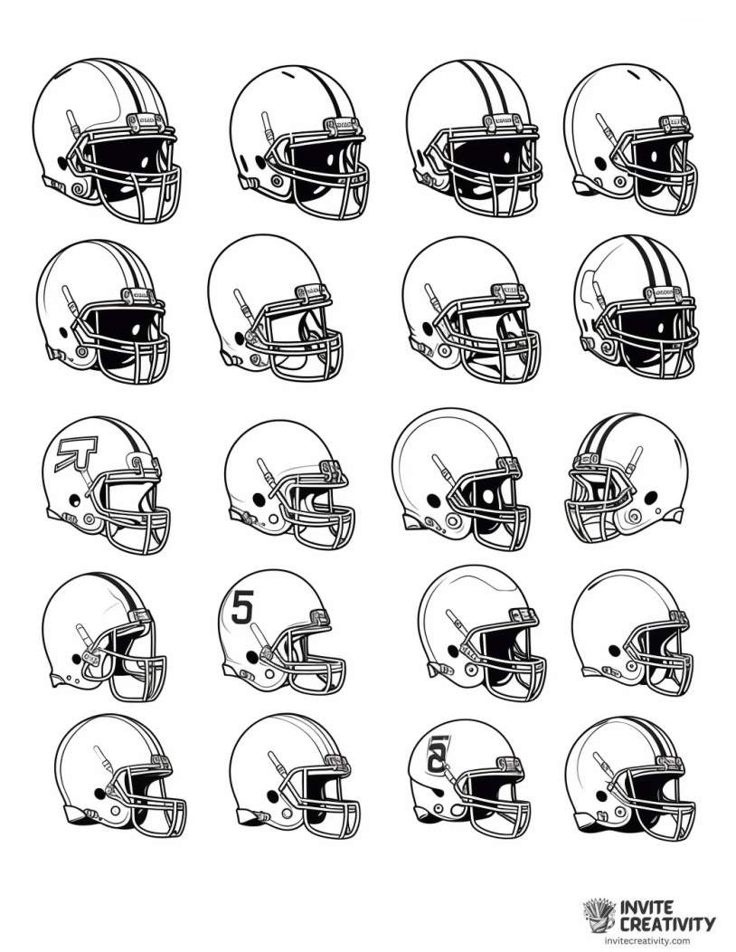 simple football helmets coloring sheet