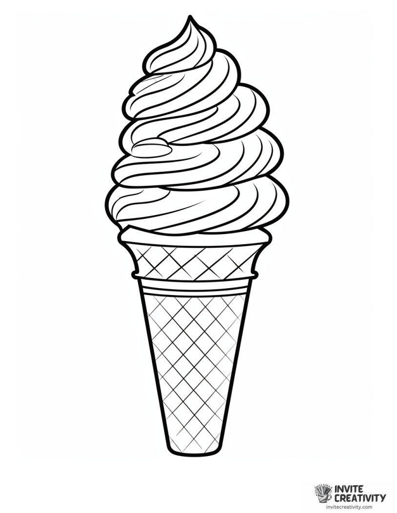 simple ice cream cone coloring sheet