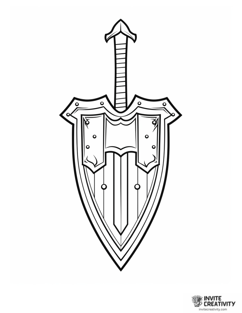 simple sword and shield coloring sheet