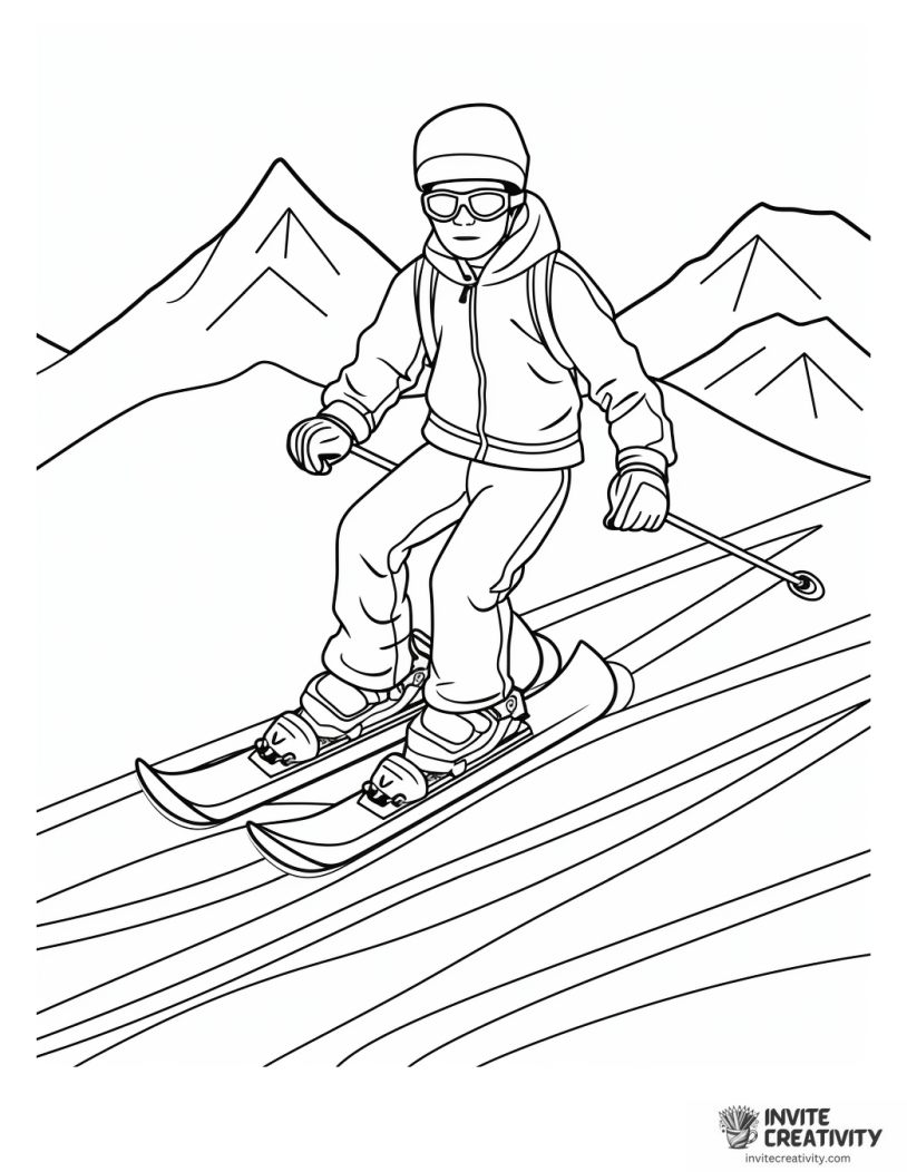skiing coloring sheet