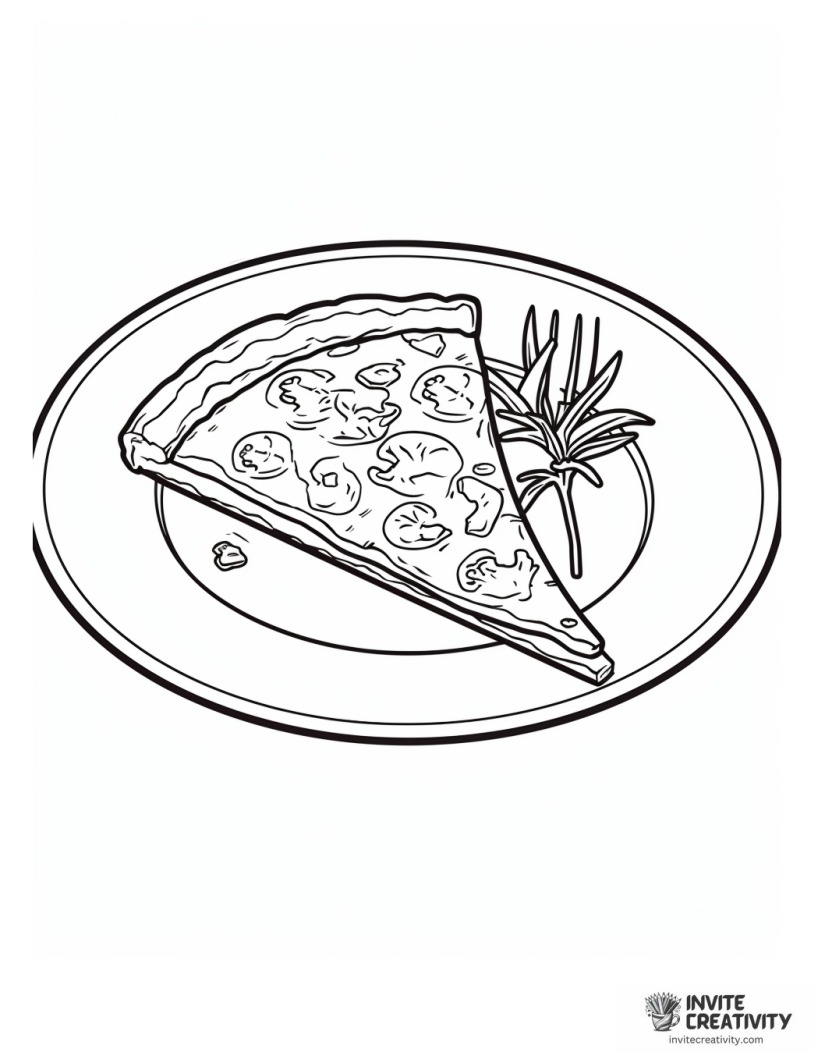 slice of pizza on a plate coloring sheet