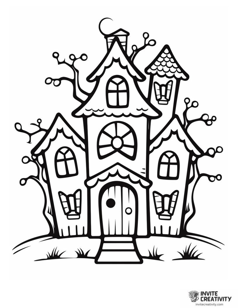small haunted house easy to color