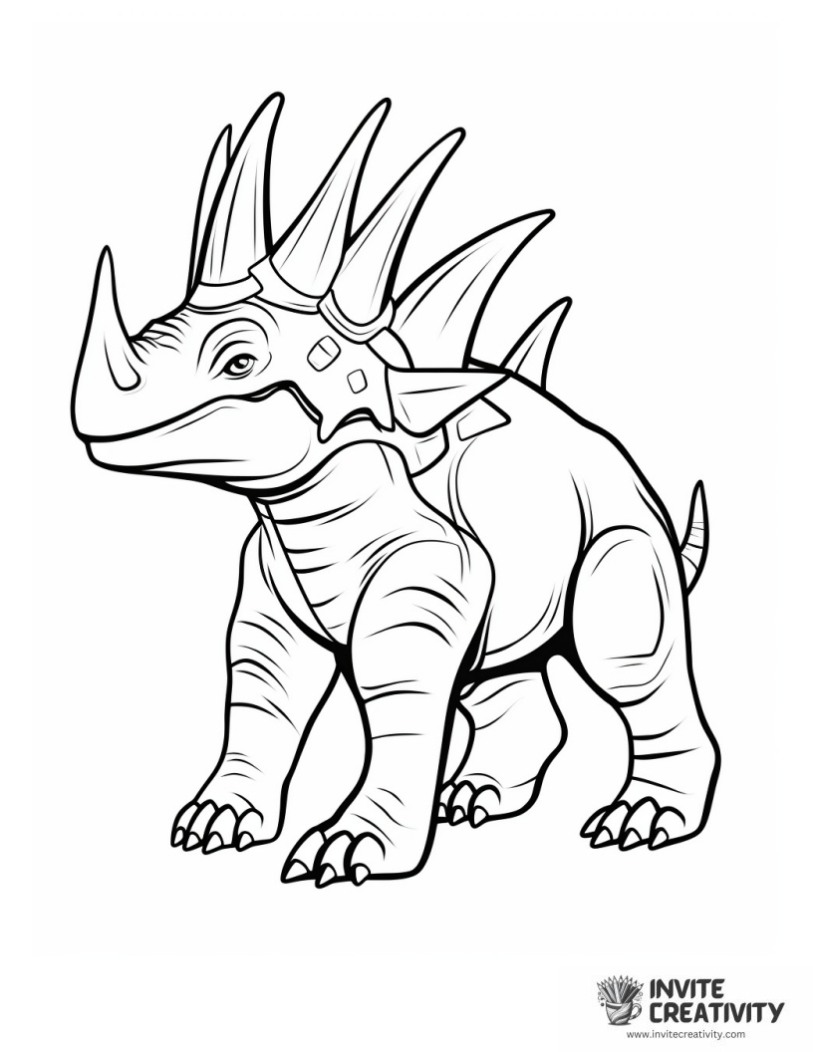 small triceratops funny coloring book page
