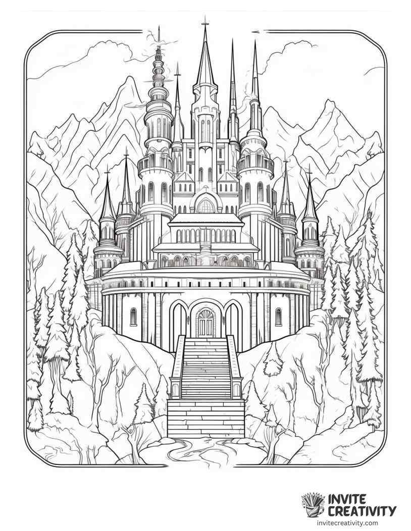 snow mansion Coloring sheet of