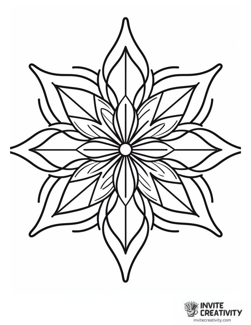 snowflake cartoon style Coloring page of