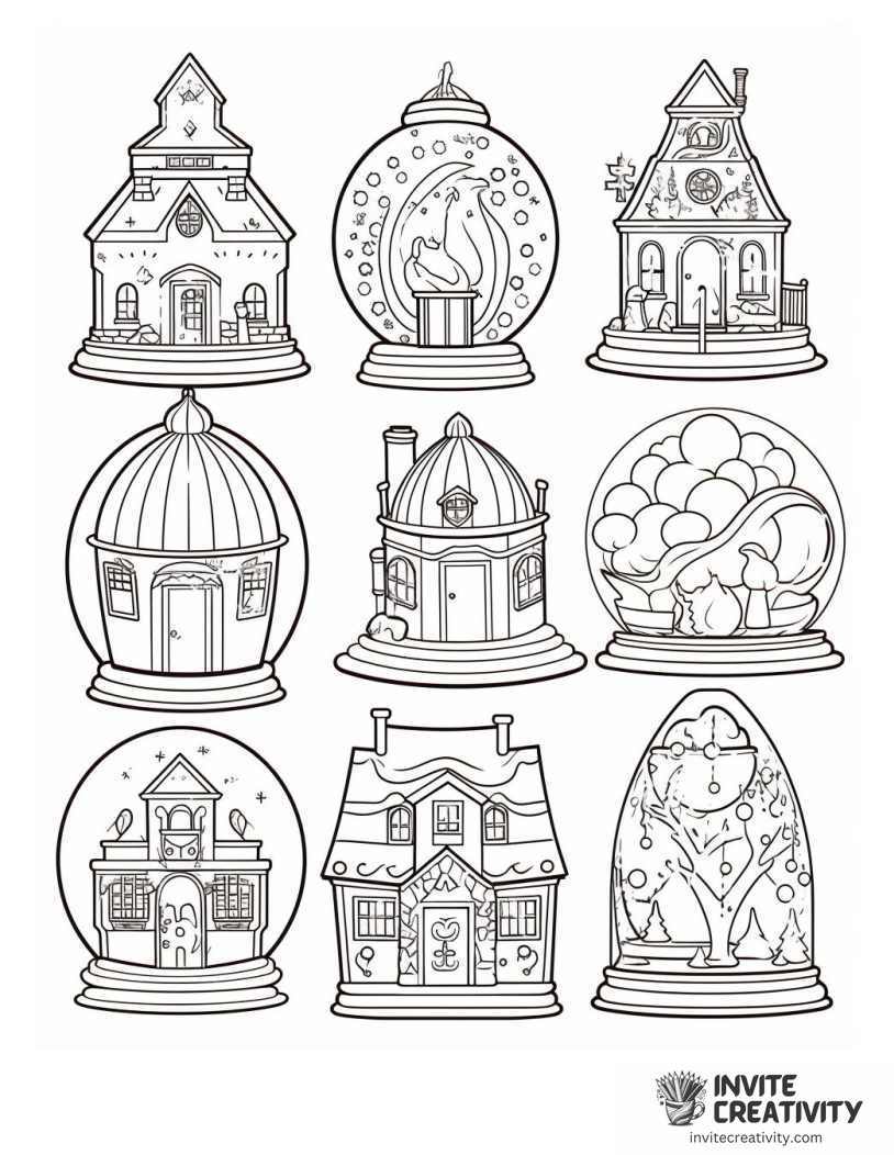 snowglobe collection Coloring page