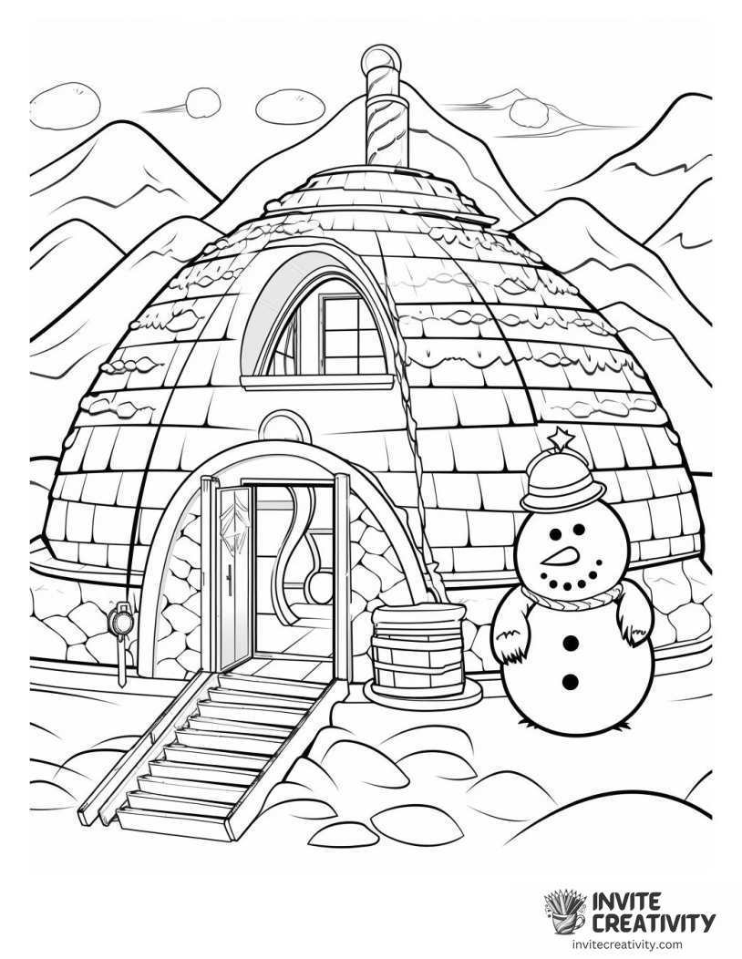 snowman and igloo To Color