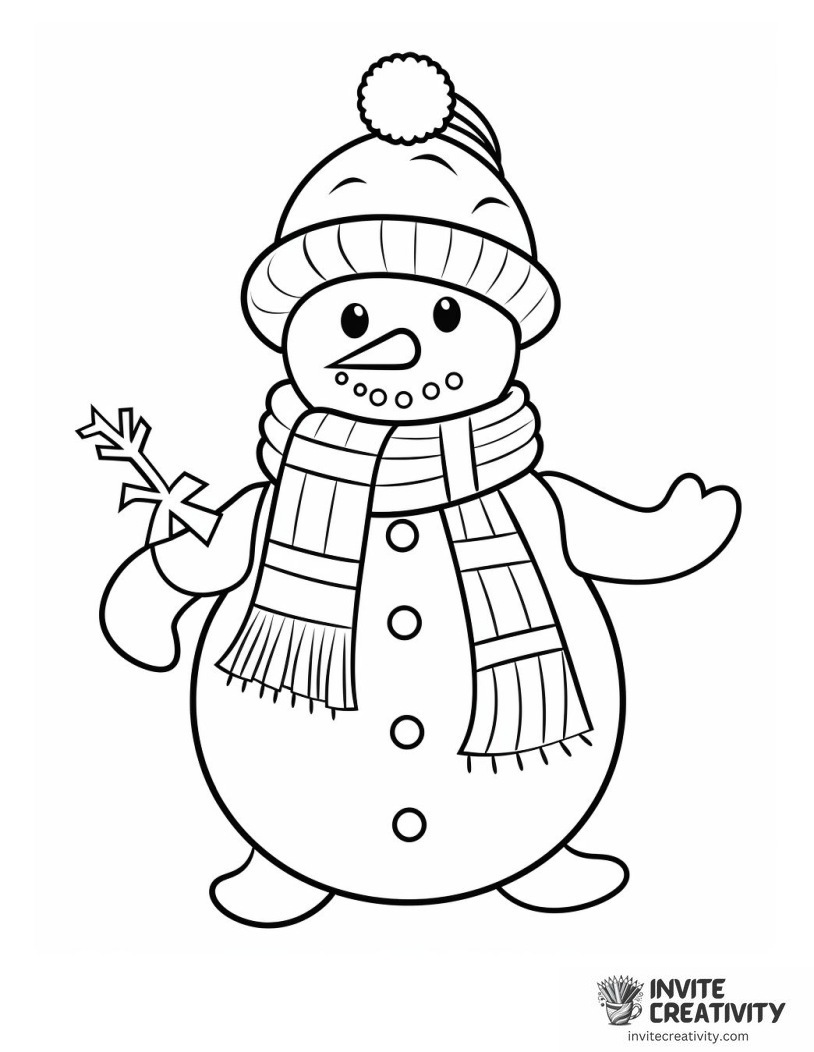 snowman cartoon character style Coloring page