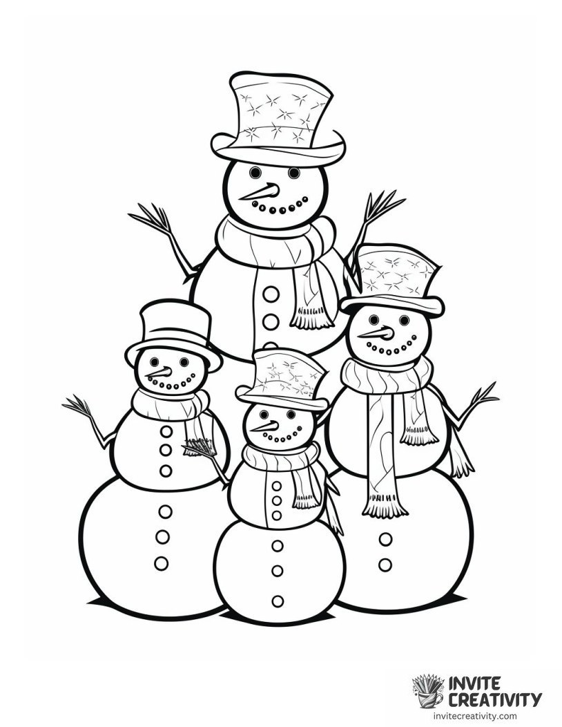 snowman family Coloring page of