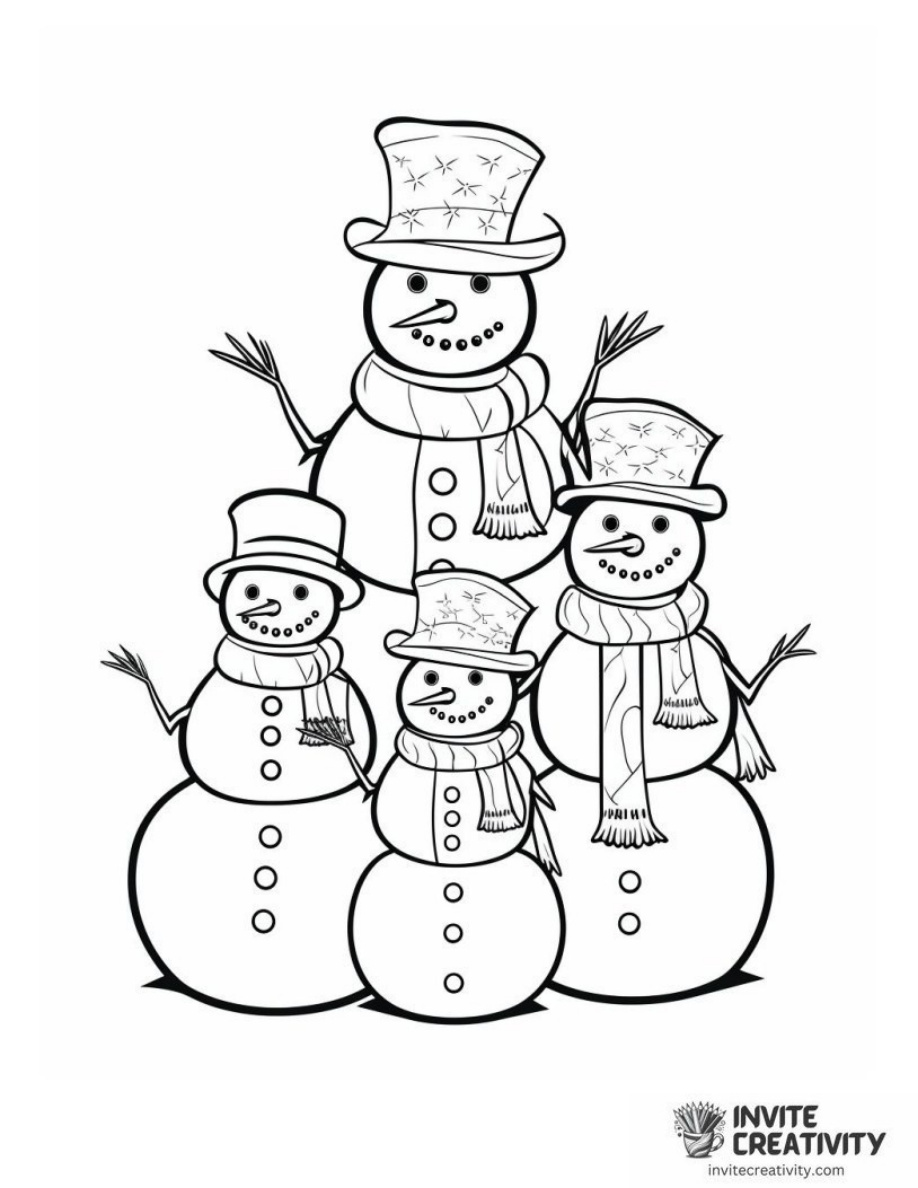 Snowman Family Coloring Page of