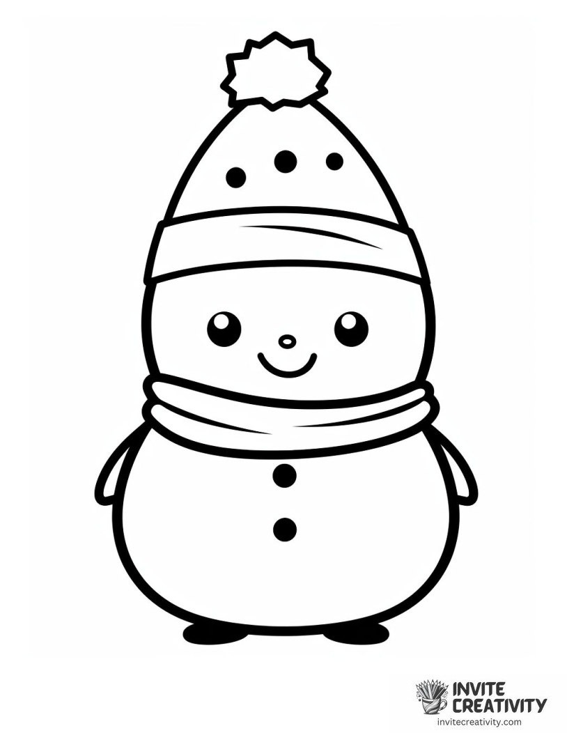 snowman kawaii Coloring sheet