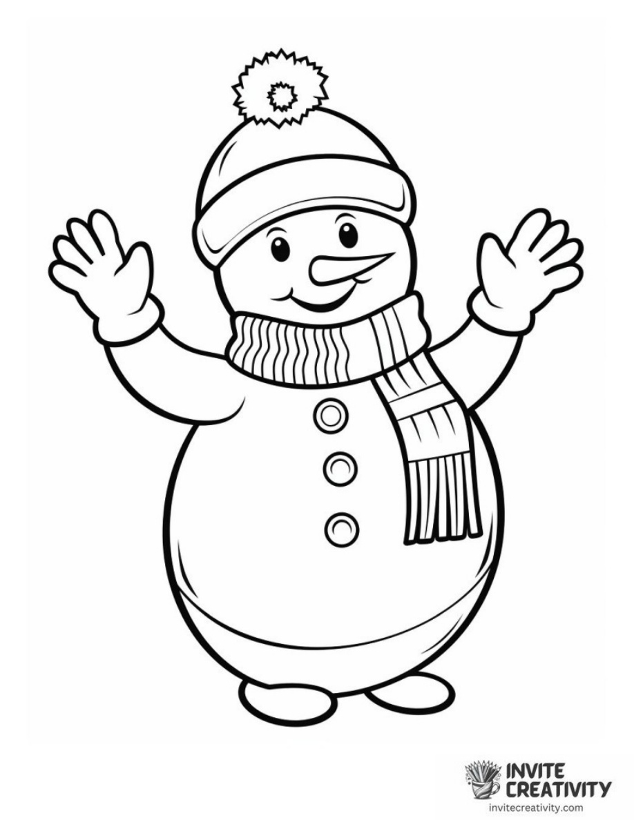 Snowman with Gloves Coloring Sheet of