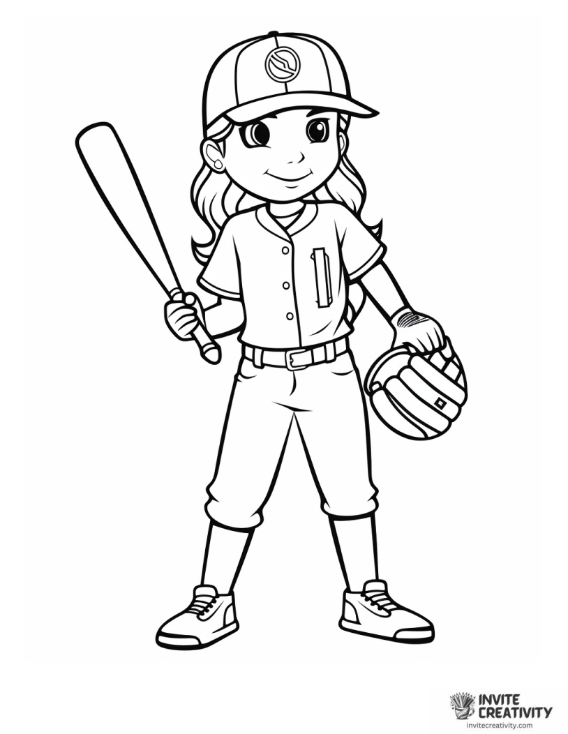 softball cartoon coloring page