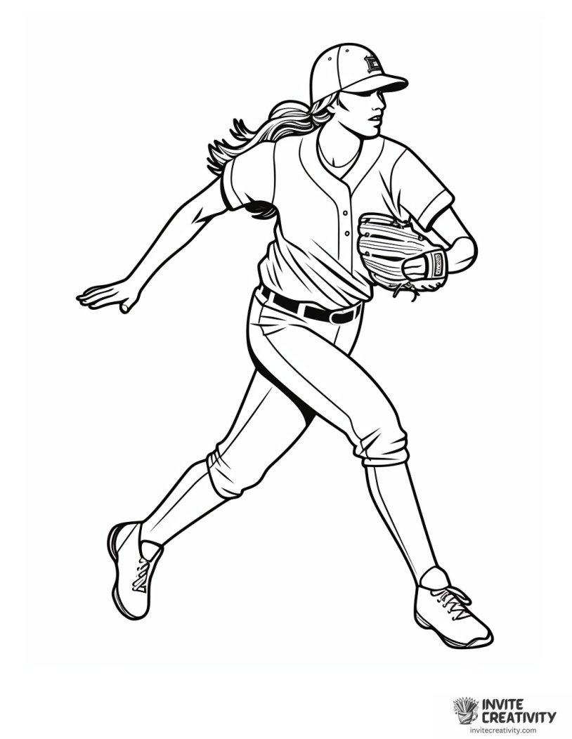 softball fielder coloring page