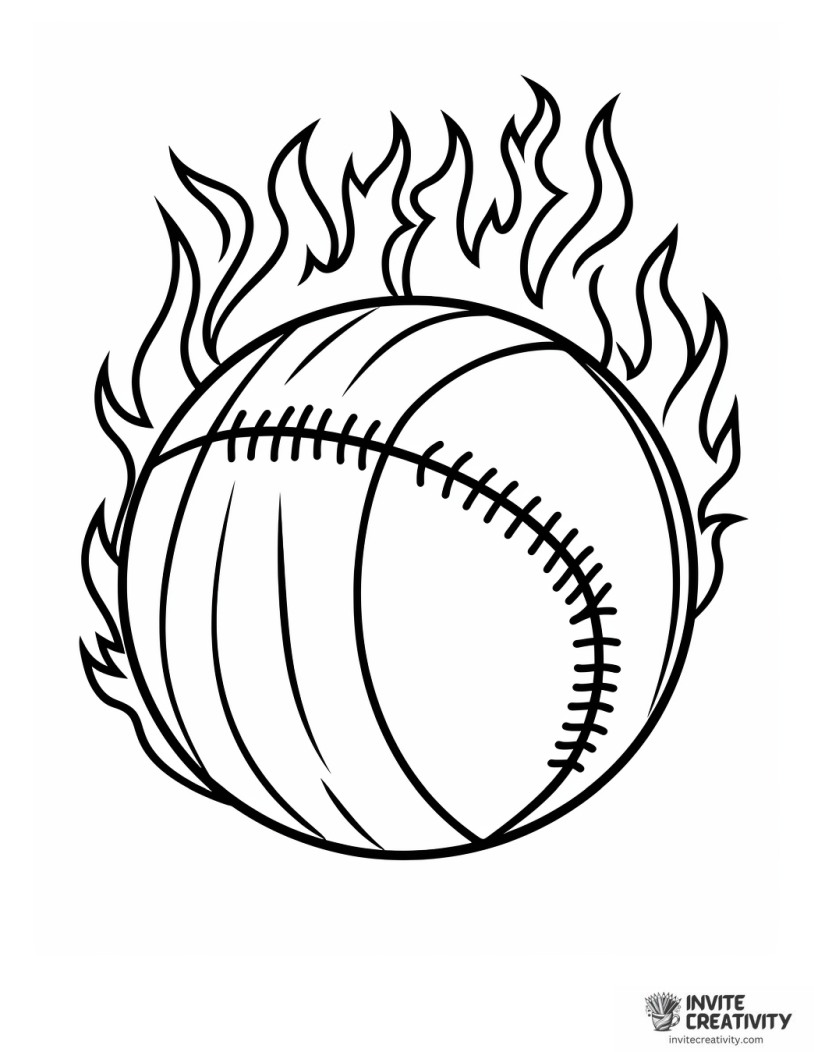softball flaming ball to color