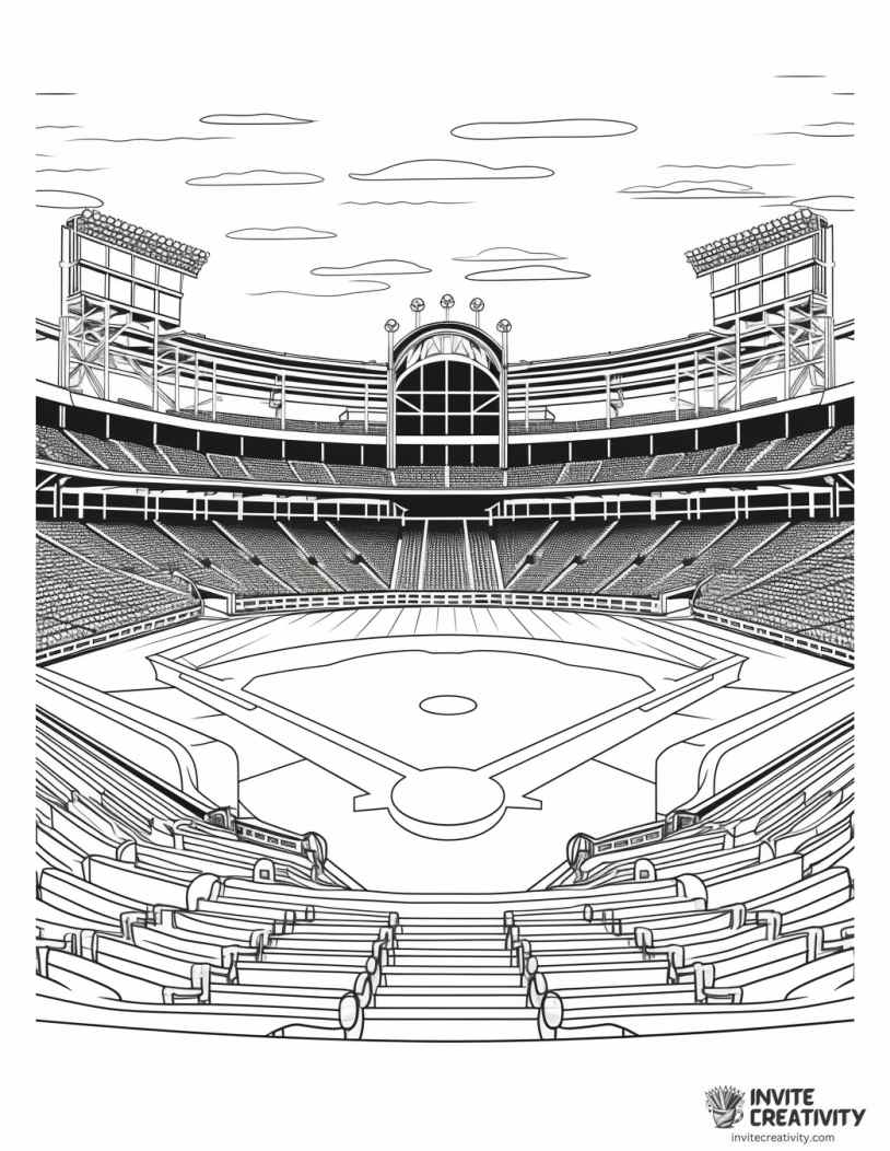 softball stadium coloring page