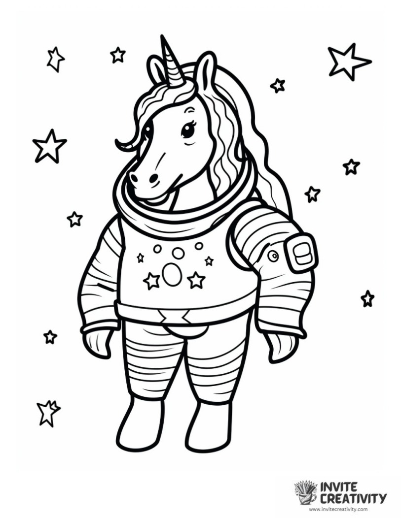 space unicorn coloring sheet