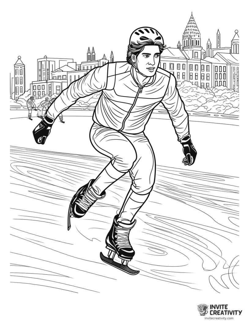 speed skating on ice to color